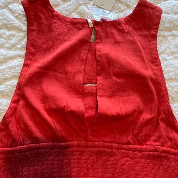 Free People Sneak A Peek Top Cutout Sleeveless Blouse Cherry Hearts sz L NWT - Picture 3 of 7